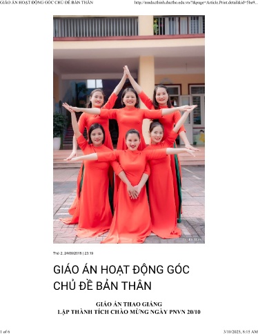 Giáo án Mầm non Lớp Lá - Đề tài: Hoạt động góc chủ đề bản thân - Năm học 2017-2018 - Bùi Thị Trang
