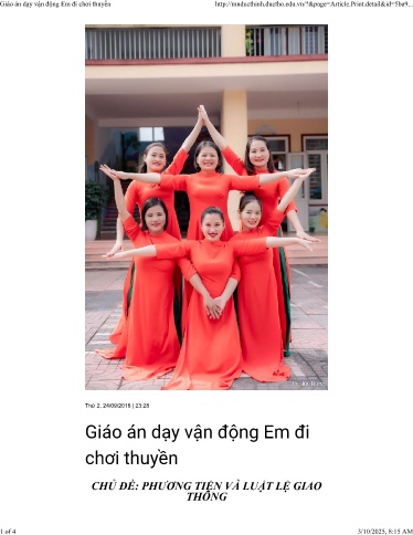 Giáo án Mầm non Lớp Lá - Đề tài: Vận động em đi chơi thuyền - Bùi Thị Trang
