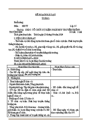 Kế hoạch bài dạy môn Toán + Tiếng Việt 5 - Tuần 3 - Năm học 2024-2025 - Trường Tiểu học Cẩm Lộc
