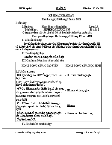 Kế hoạch bài dạy Tiếng Việt + Toán 1 - Tuần 16 - Năm học 2024-2025 - Đặng Thị Hồng Hạnh