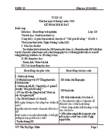 Kế hoạch bài dạy Tiếng Việt + Toán 1 - Tuần 18 - Năm học 2024-2025 - Văn Thị Ngọc Minh
