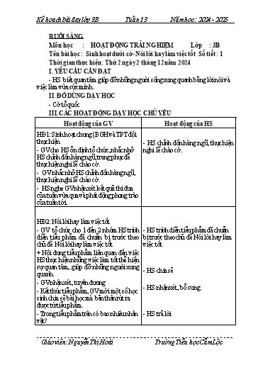 Kế hoạch bài dạy Tiếng Việt + Toán 3 - Tuần 13 - Năm học 2024-2025 - Nguyễn Thị Hoài