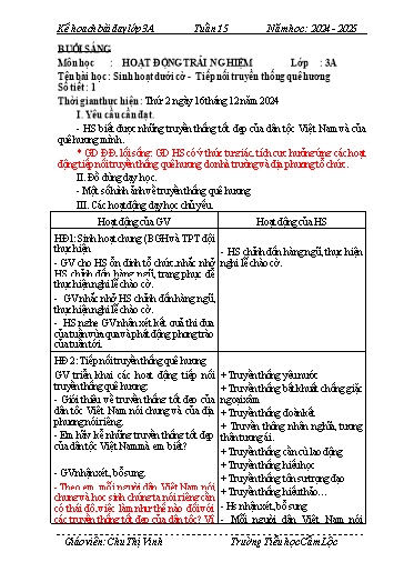 Kế hoạch bài dạy Tiếng Việt + Toán 3 - Tuần 15 - Năm học 2024-2025 - Chu Thị Vinh