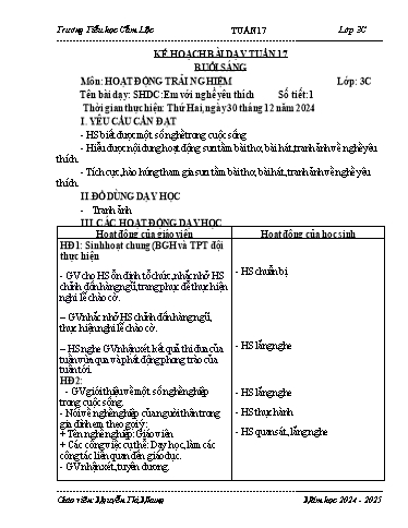 Kế hoạch bài dạy Tiếng Việt + Toán 3 - Tuần 17 - Năm học 2024-2025 - Nguyễn Thị Nhung