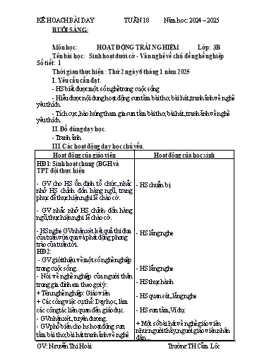 Kế hoạch bài dạy Tiếng Việt + Toán 3 - Tuần 18 - Năm học 2024-2025 - Nguyễn Thị Hoài