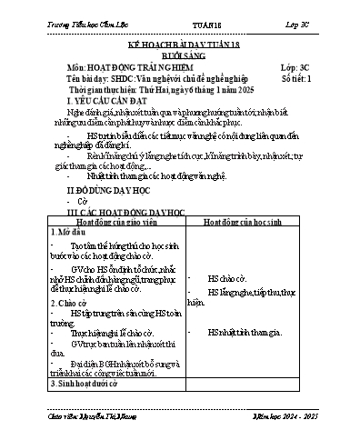Kế hoạch bài dạy Tiếng Việt + Toán 3 - Tuần 18 - Năm học 2024-2025 - Nguyễn Thị Nhung