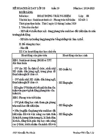 Kế hoạch bài dạy Tiếng Việt + Toán 3 - Tuần 19 - Năm học 2024-2025 - Nguyễn Thị Hoài