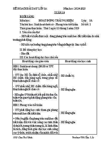 Kế hoạch bài dạy Tiếng Việt + Toán 3 - Tuần 19 - Năm học 2024-2025 - Chu Thị Vinh