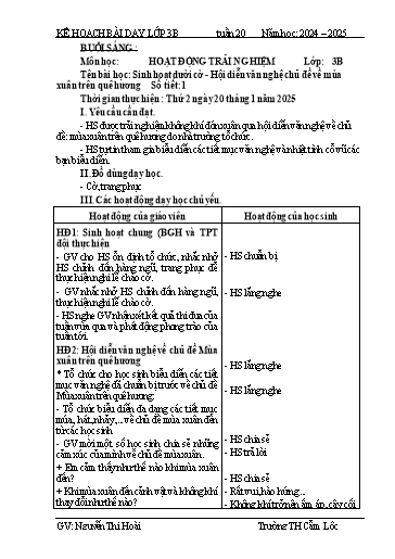Kế hoạch bài dạy Tiếng Việt + Toán 3 - Tuần 20 - Năm học 2024-2025 - Nguyễn Thị Hoài