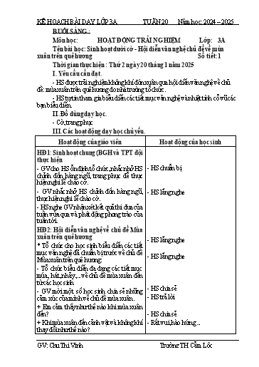 Kế hoạch bài dạy Tiếng Việt + Toán 3 - Tuần 20 - Năm học 2024-2025 - Chu Thị Vinh