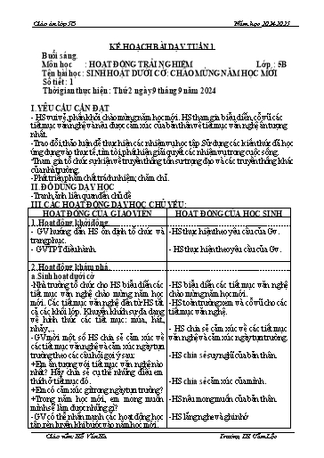 Kế hoạch bài dạy Tiếng Việt + Toán 4 - Tuần 1 - Năm học 2024-2025 - Hồ Văn Hà