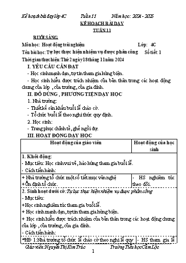 Kế hoạch bài dạy Tiếng Việt + Toán 4 - Tuần 11 - Năm học 2024-2025 - Nguyễn Thị Kim Cúc