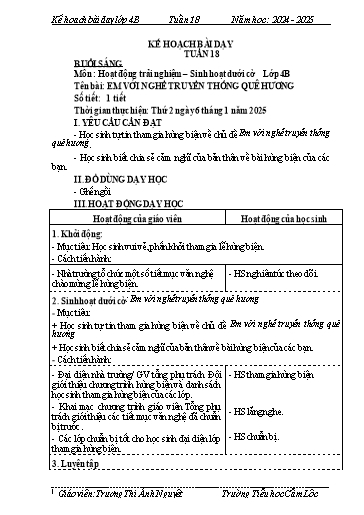 Kế hoạch bài dạy Tiếng Việt + Toán 4 - Tuần 18 - Năm học 2024-2025 - Trương Thị Ánh Nguyệt