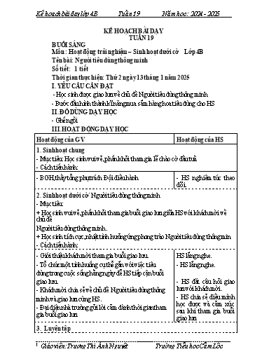 Kế hoạch bài dạy Tiếng Việt + Toán 4 - Tuần 19 - Năm học 2024-2025 - Trương Thị Ánh Nguyệt