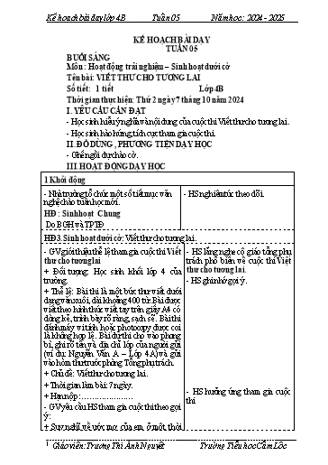 Kế hoạch bài dạy Tiếng Việt + Toán 4 - Tuần 5 - Năm học 2024-2025 - Trương Thị Ánh Nguyệt