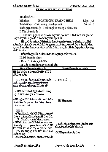 Kế hoạch bài dạy Toán + Tiếng Việt 4 - Tuần 1 - Năm học 2024-2025 - Nguyễn Thị Hồng Lĩnh