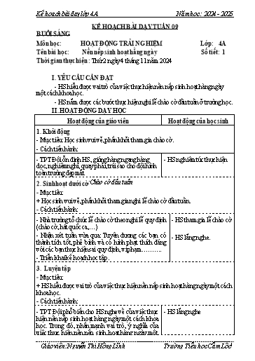 Kế hoạch bài dạy Toán + Tiếng Việt 4 - Tuần 9 - Năm học 2024-2025 - Nguyễn Thị Hồng Linh