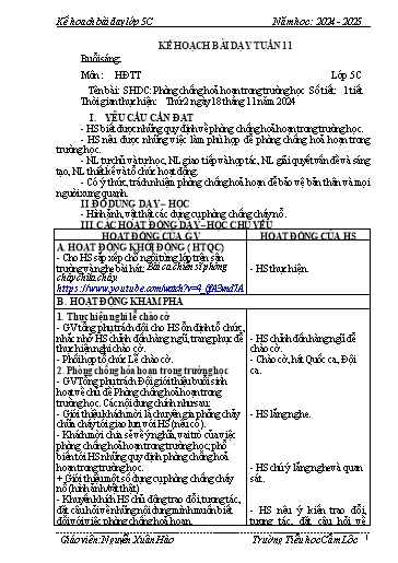 Kế hoạch bài dạy Toán + Tiếng Việt 5 - Tuần 11 - Năm học 2024-2025 - Nguyễn Xuân Hào