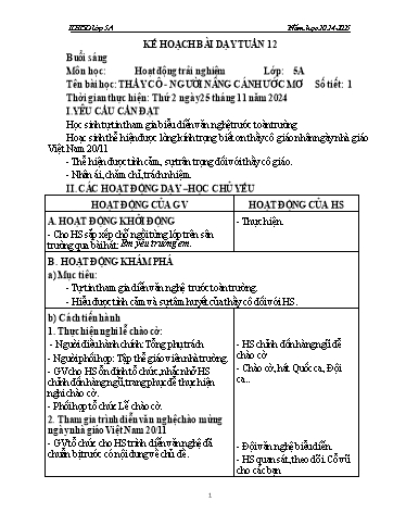 Kế hoạch bài dạy Toán + Tiếng Việt 5 - Tuần 12 - Năm học 2024-2025 - Trường Tiểu học Cẩm Lộc