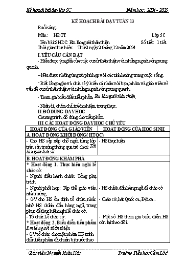 Kế hoạch bài dạy Toán + Tiếng Việt 5 - Tuần 13 - Năm học 2024-2025 - Nguyễn Xuân Hào