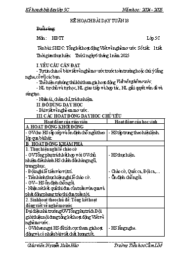 Kế hoạch bài dạy Toán + Tiếng Việt 5 - Tuần 18 - Năm học 2024-2025 - Nguyễn Xuân Hào