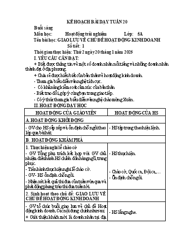Kế hoạch bài dạy Toán + Tiếng Việt 5 - Tuần 20 - Năm học 2024-2025 - Trường Tiểu học Cẩm Lộc