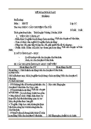 Kế hoạch bài dạy Toán + Tiếng Việt 5 - Tuần 4 - Năm học 2024-2025 - Trường Tiểu học Cẩm Lộc