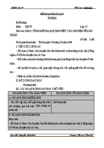 Kế hoạch bài dạy Toán + Tiếng Việt 5 - Tuần 6 - Năm học 2024-2025 - Nguyễn Xuân Hào