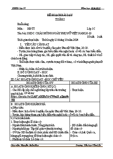 Kế hoạch bài dạy Toán + Tiếng Việt 5 - Tuần 7 - Năm học 2024-2025 - Nguyễn Xuân Hào
