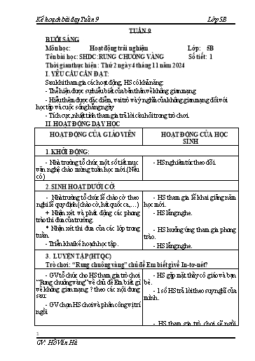 Kế hoạch bài dạy Toán + Tiếng Việt 5 - Tuần 9 - Năm học 2024-2025 - Hồ Văn Hà