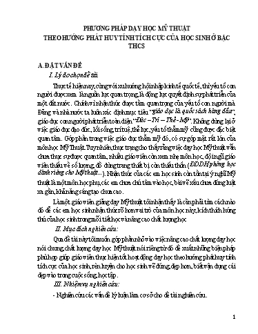 SKKN Phương pháp dạy học Mĩ thuật theo hướng phát huy tính tích cực của học sinh ở bậc THCS